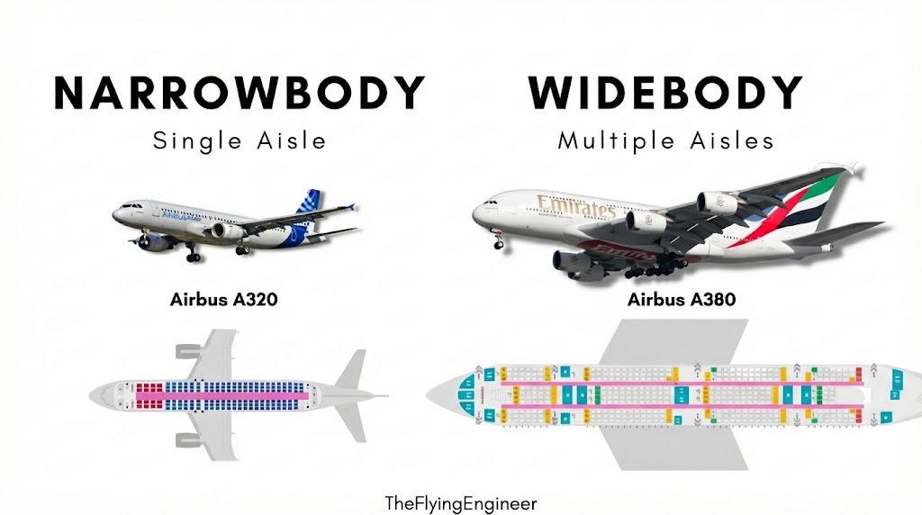 Narrow-body versus wide-body aircraft
